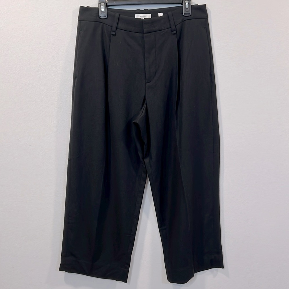 Vince Black Wool Blend Cropped Wide Leg Pants Size 12 EUC